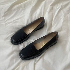 Salvatore Ferragamo Black Patent Leather Loafers